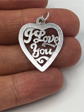 Vtg 925 Sterling Silver Vintage I Love You Heart Cutout Charm